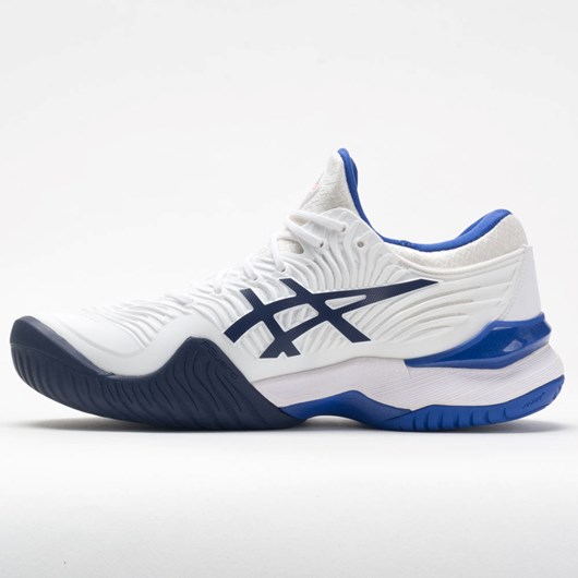 Orthofeet ASICS Court FF 2 Women's Tennis Shoes White / Lapis Lazuli Blue | QJ8374652