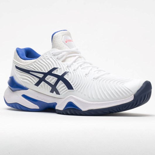 Orthofeet ASICS Court FF 2 Women's Tennis Shoes White / Lapis Lazuli Blue | QJ8374652