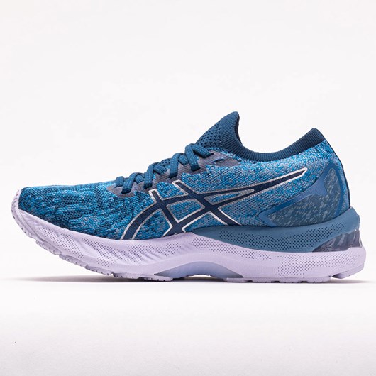 Orthofeet ASICS GEL-Nimbus 23 Knit Women's Running Shoes Gray Floss / Mako Blue | OC7405813