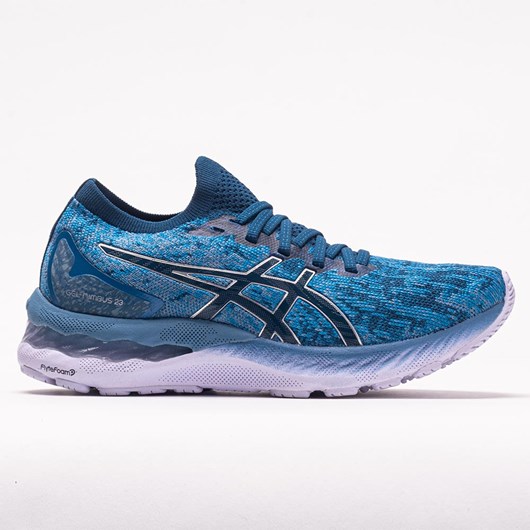 Orthofeet ASICS GEL-Nimbus 23 Knit Women\'s Running Shoes Gray Floss / Mako Blue | OC7405813