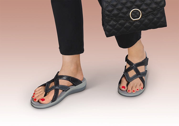 Orthofeet Arch Support Orthotic Women's Flip Flops Black | TG1238467