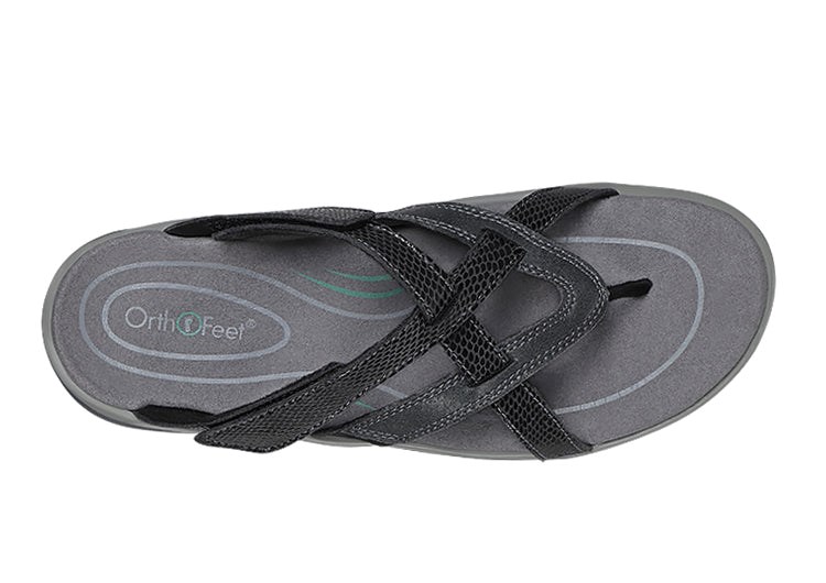 Orthofeet Arch Support Orthotic Women's Flip Flops Black | TG1238467