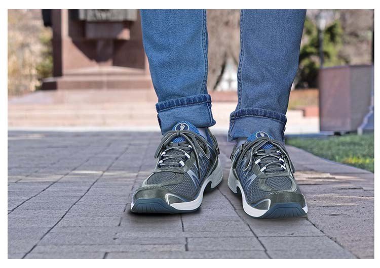 Orthofeet Athletic No Lace Heel Strap Men's Sneakers Gray | QE2469701