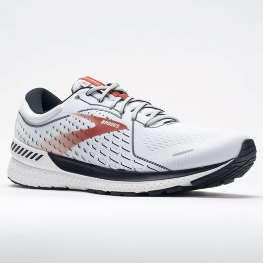 Orthofeet Brooks Adrenaline GTS 21 Men's Running Shoes White / Black / Orange | FZ7150642