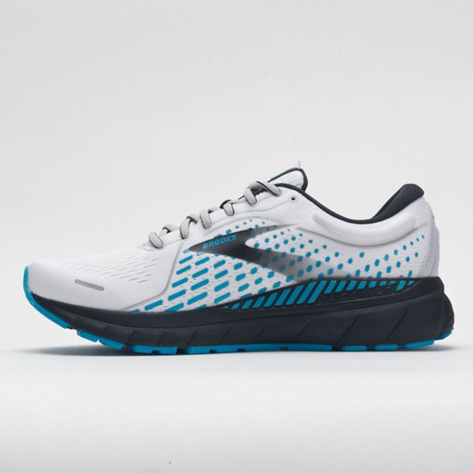 Orthofeet Brooks Adrenaline GTS 21 Men's Running Shoes White / Grey / Atomic Blue | KE9861435