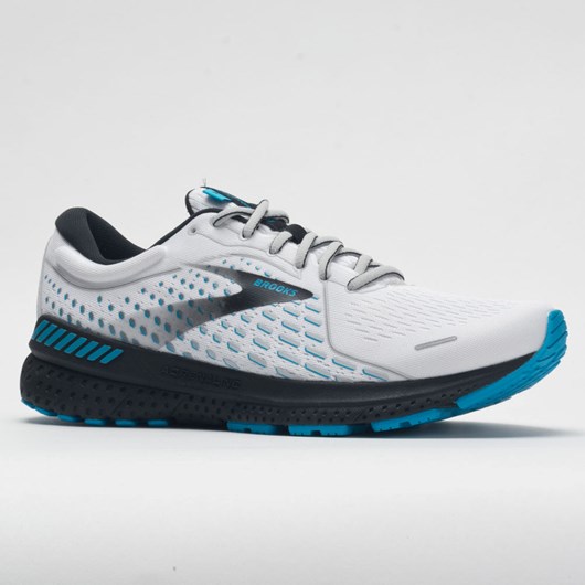 Orthofeet Brooks Adrenaline GTS 21 Men's Running Shoes White / Grey / Atomic Blue | KE9861435