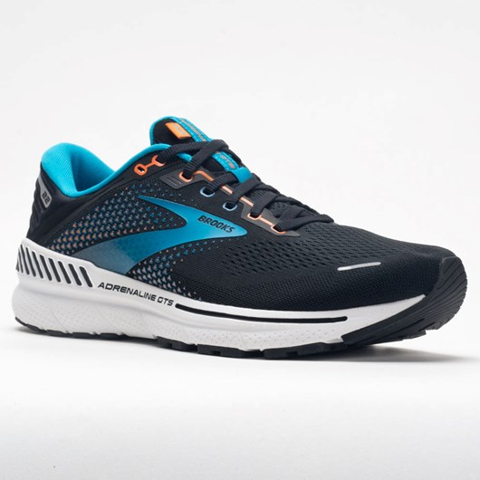 Orthofeet Brooks Adrenaline GTS 22 Men's Running Shoes Black / Blue / Orange | EB5037692