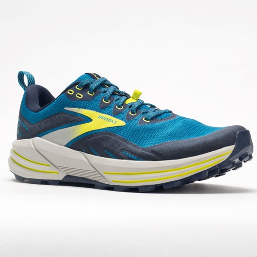 Orthofeet Brooks Cascadia 16 Men's Trail Running Shoes Mykonos Blue / Peacoat / Lime | PD5974823