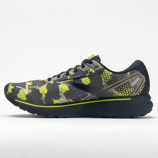 Orthofeet Brooks Ghost 14 Men's Running Shoes Camo Collection Olive / Lime Punch / Black | LQ1829765