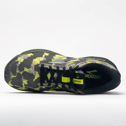 Orthofeet Brooks Ghost 14 Men's Running Shoes Camo Collection Olive / Lime Punch / Black | LQ1829765