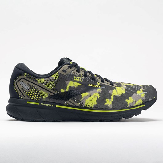 Orthofeet Brooks Ghost 14 Men\'s Running Shoes Camo Collection Olive / Lime Punch / Black | LQ1829765