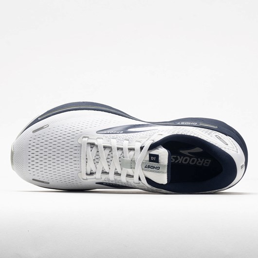 Orthofeet Brooks Ghost 14 Men's Running Shoes White / Gray / Navy | TN8034765