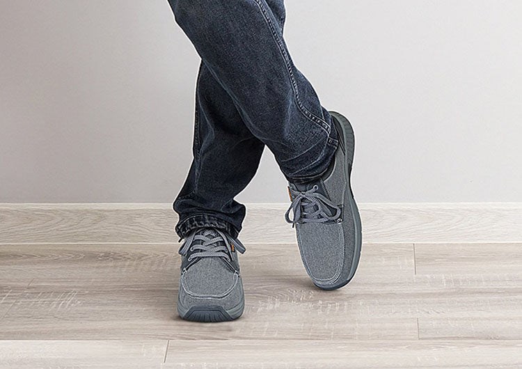 Orthofeet Canvas Boat Orthotic Arch Support Men's Casual Shoes Gray | DJ1380954