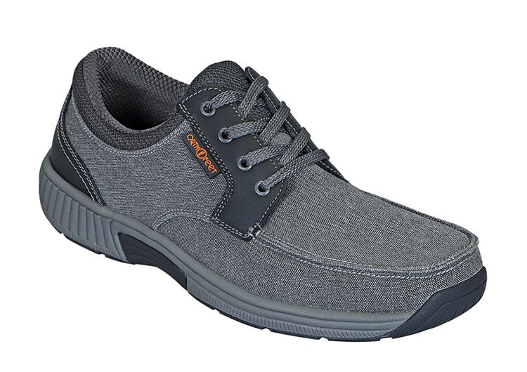 Orthofeet Canvas Boat Orthotic Arch Support Men\'s Casual Shoes Gray | DJ1380954