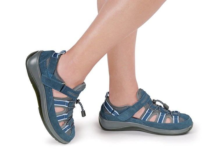 Orthofeet Closed Toe Arch Support Women's Sandals Blue | YG0823459