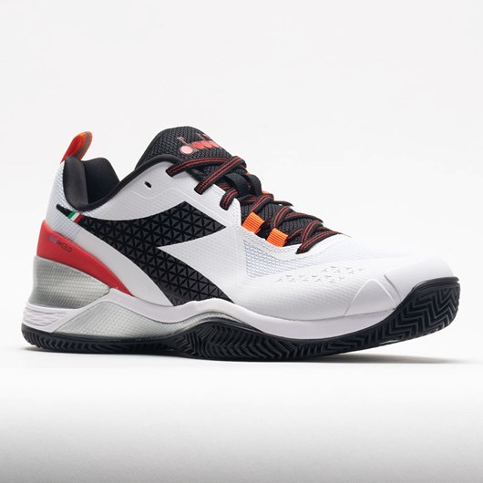 Orthofeet Diadora Blushield Torneo Clay Men's Tennis Shoes White / Black / Fiery Red | PB2618340