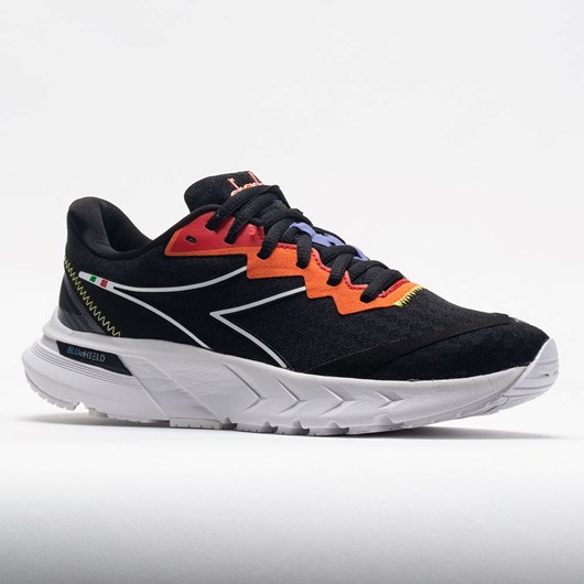 Orthofeet Diadora Mythos Blushield Volo 2 Men's Running Shoes Black / White / Vermillion Orange | JU2705964