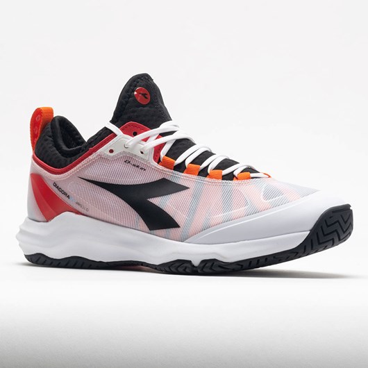 Orthofeet Diadora Speed Blushield Fly AG Men's Tennis Shoes White / Black / Fiery Red | HV2615790