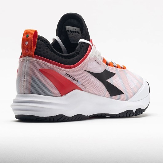 Orthofeet Diadora Speed Blushield Fly AG Men's Tennis Shoes White / Black / Fiery Red | HV2615790