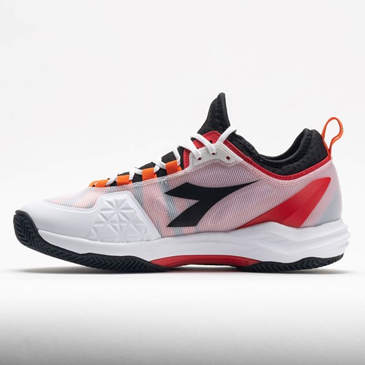 Orthofeet Diadora Speed Blushield Fly Clay Men's Tennis Shoes White / Black / Fiery Red | NP1832605