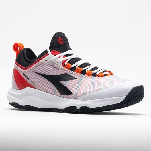 Orthofeet Diadora Speed Blushield Fly Clay Men's Tennis Shoes White / Black / Fiery Red | NP1832605