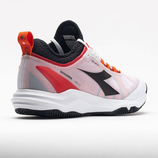 Orthofeet Diadora Speed Blushield Fly Clay Men's Tennis Shoes White / Black / Fiery Red | NP1832605