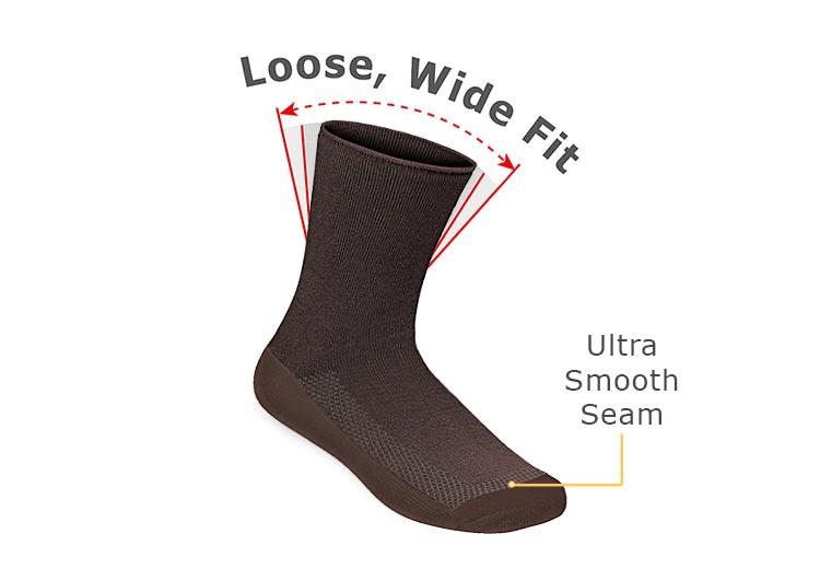 Orthofeet Extra Roomy Crew Bamboo Diabetic  Unisex Socks Dark Brown | GQ5128490