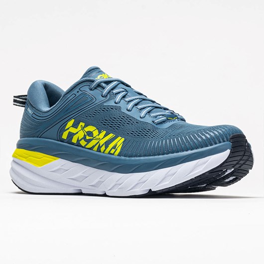 Orthofeet Hoka One One Bondi 7 Men's Running Shoes Provincial Blue / Citrus | NW1972538