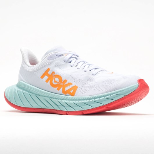 Orthofeet Hoka One One Carbon X 2 Men's Running Shoes White / Blazing Orange | GY6805423