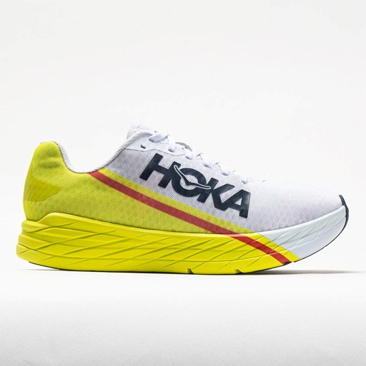 Orthofeet Hoka One One Rocket X Men\'s Running Shoes White / Evening Primrose | JO0839572