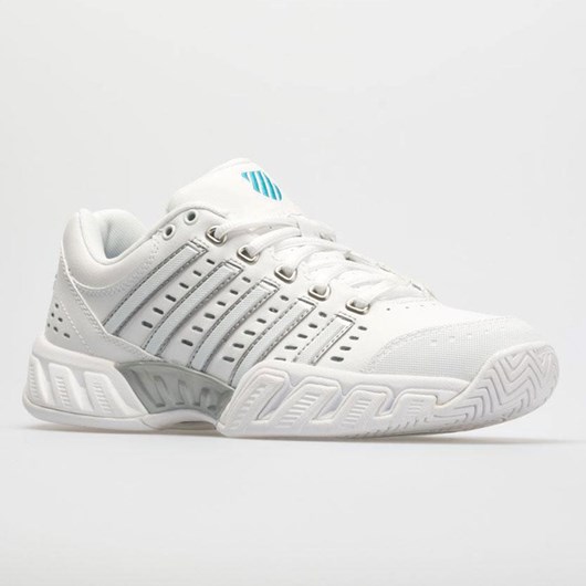 Orthofeet K-Swiss Bigshot Light LTR Women's Tennis Shoes White / Hawaiian Ocean | NX9215064