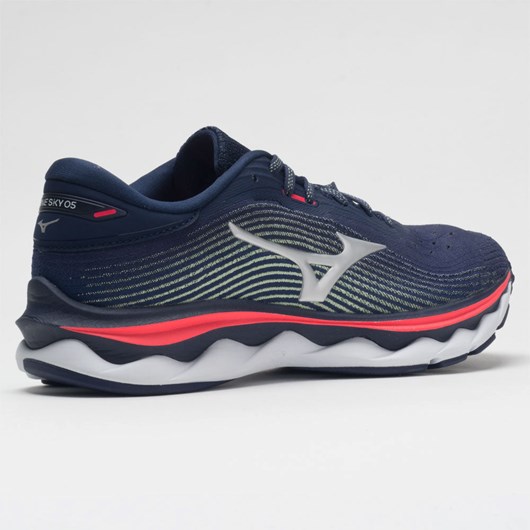 Orthofeet Mizuno Wave Sky 5 Waveknit Women's Running Shoes Peacoat | LQ9517423