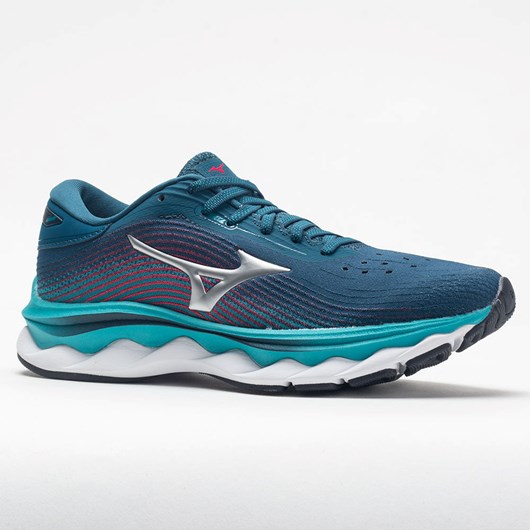 Orthofeet Mizuno Wave Sky 5 Waveknit Women's Running Shoes Legion Blue / Silver | XM8614207