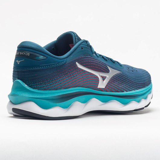 Orthofeet Mizuno Wave Sky 5 Waveknit Women's Running Shoes Legion Blue / Silver | XM8614207