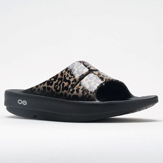 Orthofeet OOFOS OOahh Limited Women's Slide Sandals Black Leopard | RJ2107935