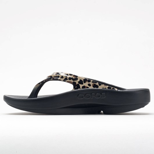 Orthofeet OOFOS OOlala Limited Women's Slide Sandals Black / Leopard | KD1362085