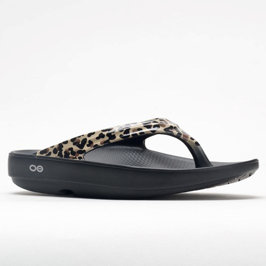 Orthofeet OOFOS OOlala Limited Women's Slide Sandals Black / Leopard | KD1362085