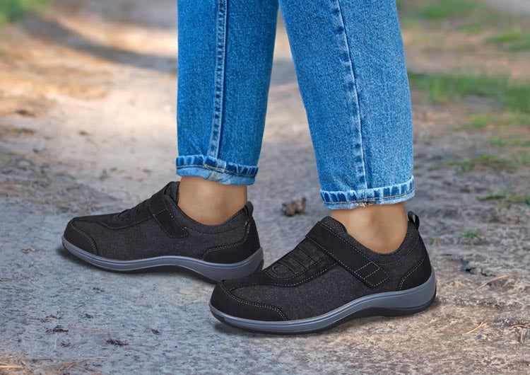 Orthofeet Orthopedic Casual Wool Women's Casual Shoes Black | CL5641802