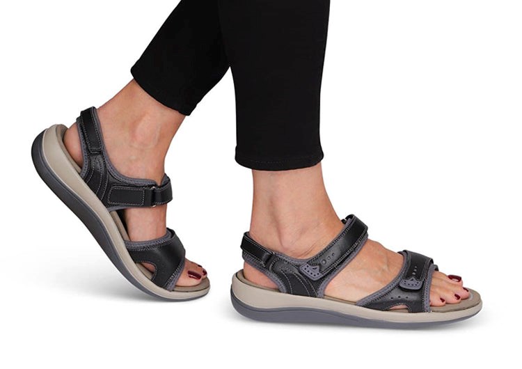 Orthofeet Orthopedic Malibu Women's Sandals Black | NH7894632