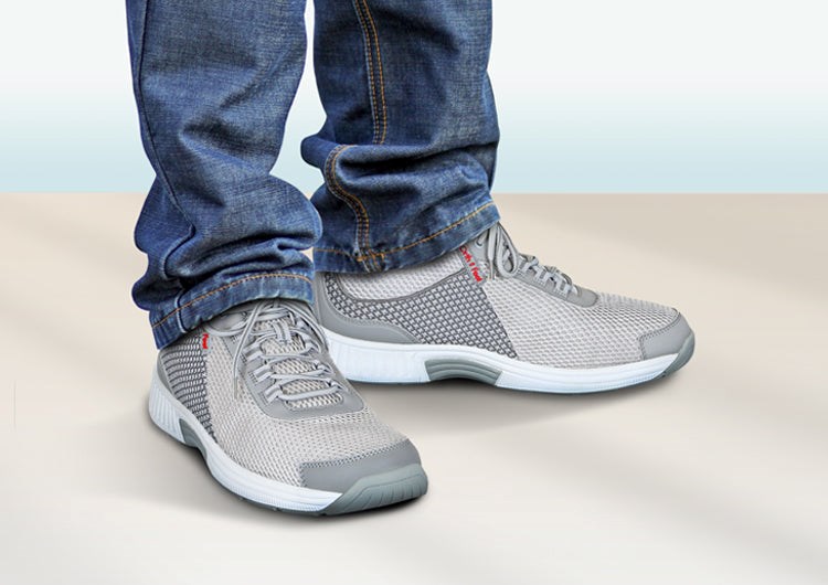 Orthofeet Orthotic Walking Athletic Men's Sneakers Gray | XA0465239