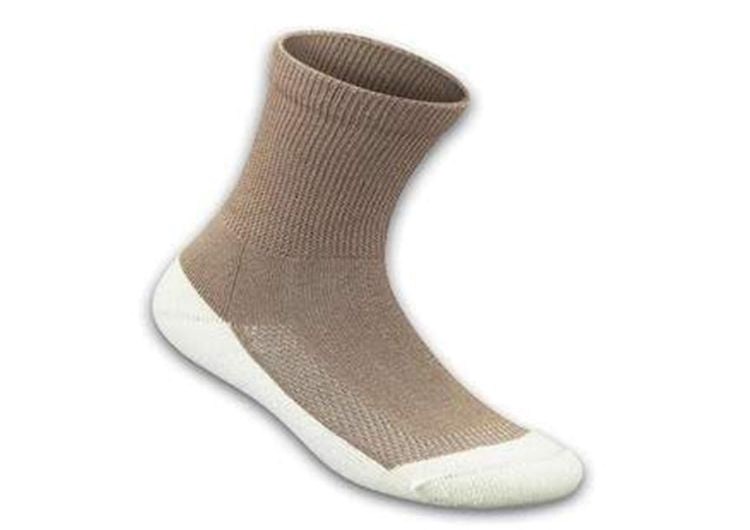 Orthofeet Padded Sole Brown Crew Bamboo Diabetic  Unisex Socks Brown | WJ8672395