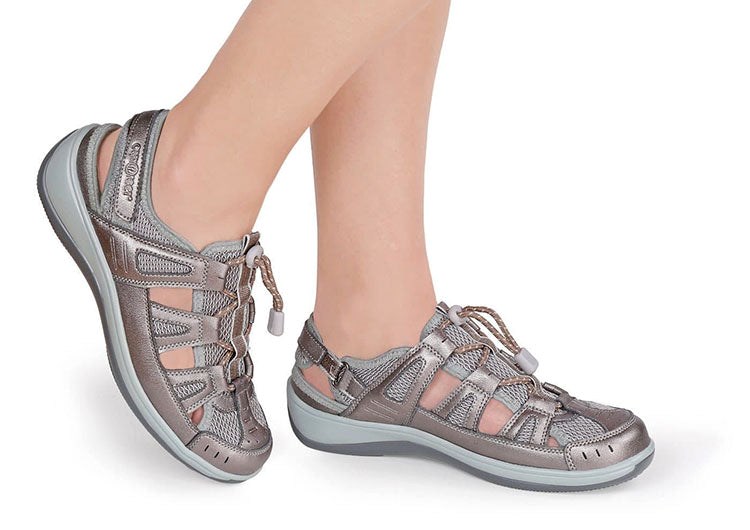 Orthofeet Plantar Fasciitis Arch Support Women's Sandals Pewter | HB1430682