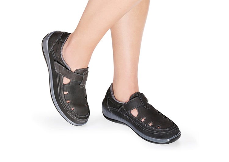 Orthofeet Serene T-strap Women's Casual Shoes Black | YA4706321