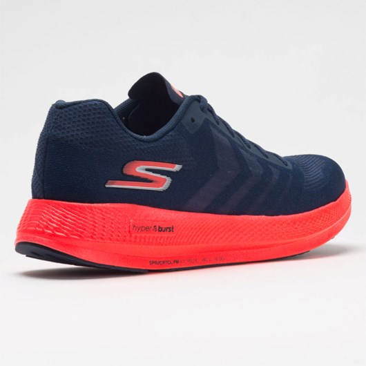 Orthofeet Skechers GOrun Razor+ Men's Running Shoes Navy / Coral | DL9152734