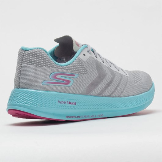 Orthofeet Skechers GOrun Razor+ Women's Running Shoes Gray / Aqua / Hot Pink | UQ3280679