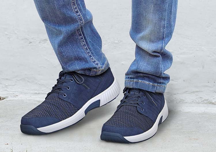 Orthofeet Stretchable - Tacoma Stretch Knit Men's Sneakers Blue | BA9182637