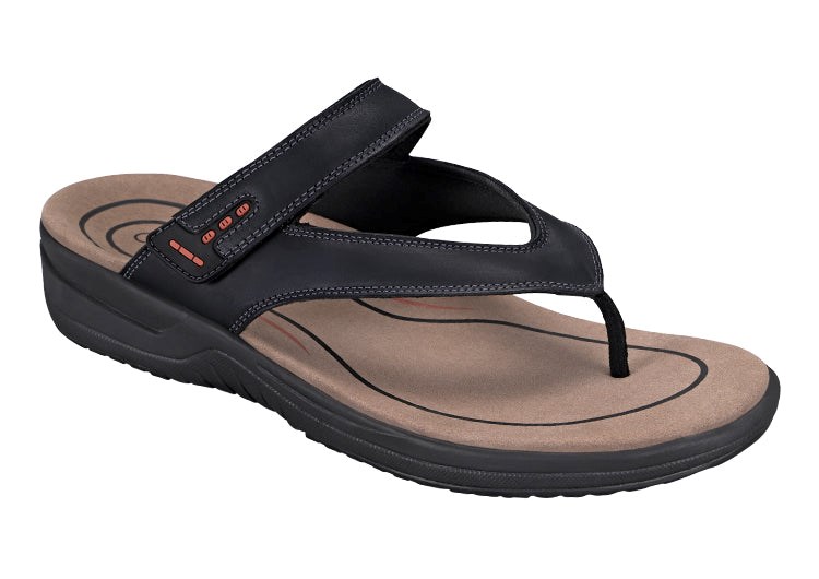 Orthofeet Toe Post With Arch Support Men\'s Flip Flops Black | DY8347295