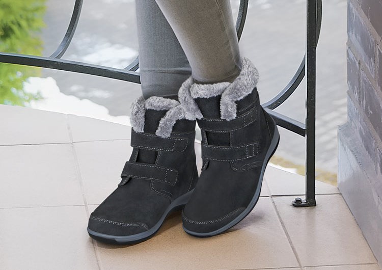 Orthofeet Warm Women's Winter Boots Black | LM8793240