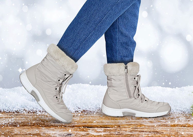 Orthofeet Waterproof Women's Winter Boots Beige | SB5604892