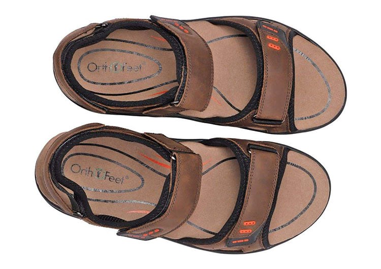 Orthofeet With Arch Support Cambria Men's Sandals Brown | EC7958241